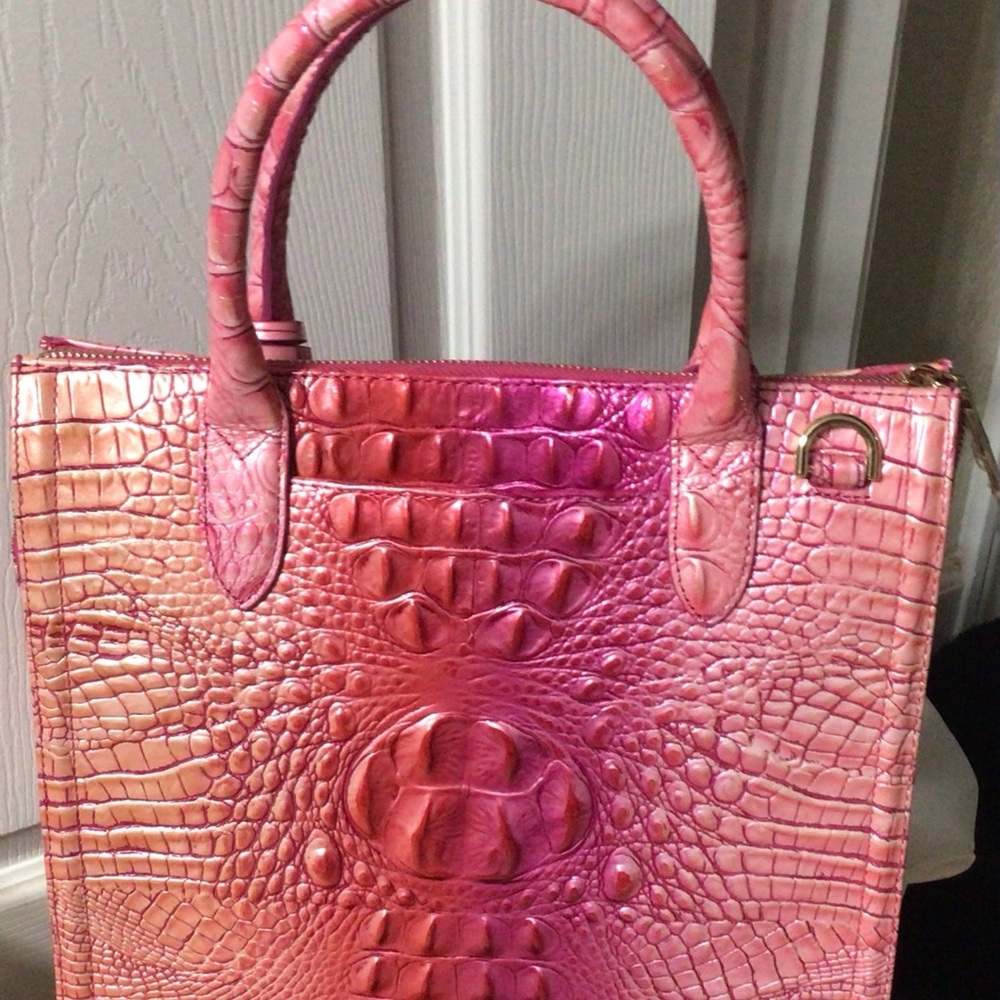 Leather Brahmin Tri-Color Caroline tote.
(Pink, Purple, Coral tones)

NWOT - Picture 8 of 16